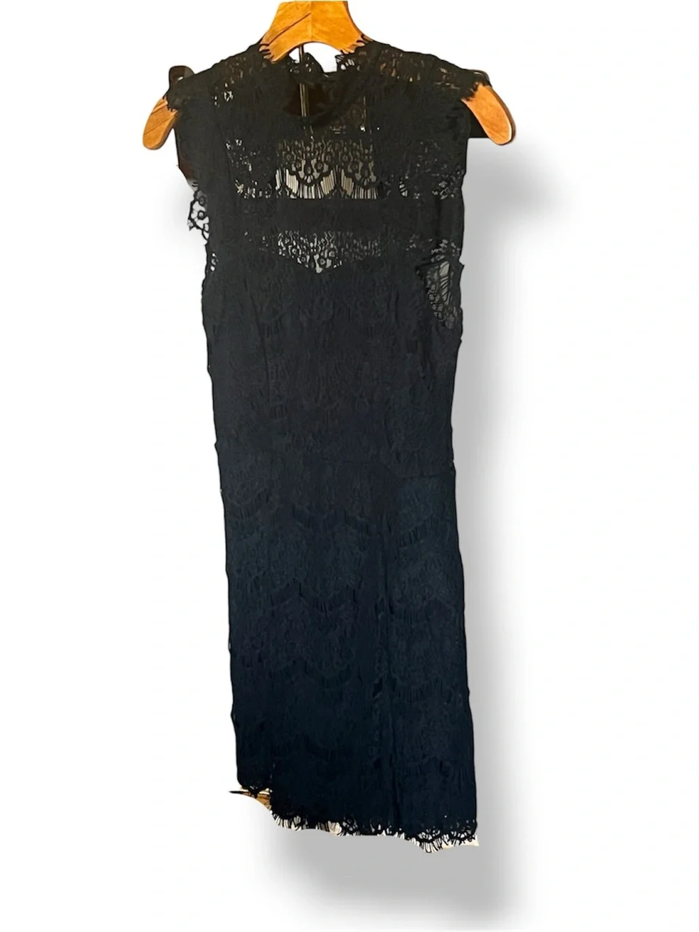 Free People Cotton Black Lace High-Neck Open-Back Mini Dress - Picture 4 of 7
